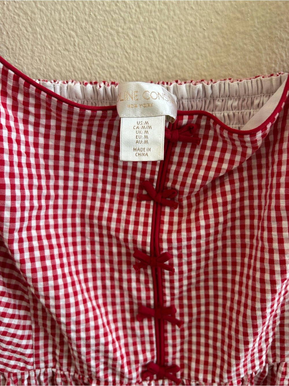 Caroline Constas Gingham Check Midi Dress Medium Red White - Picture 4 of 6